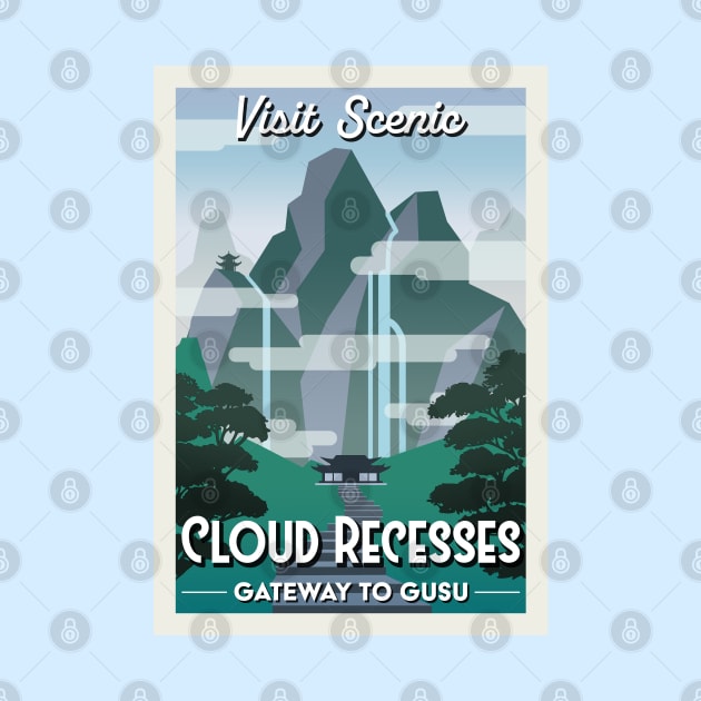 Visit Cloud Recesses retro travel poster by Antares Versatile Arts