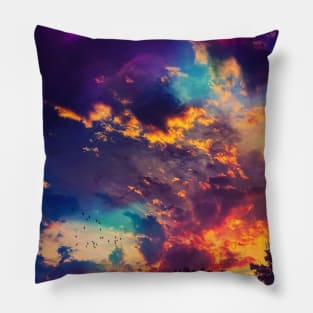 Ravens flying in the sky Pillow