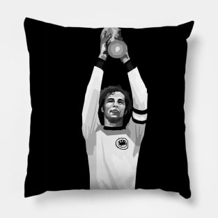 Franz Beckenbauer Legendary Football Black And White Pillow