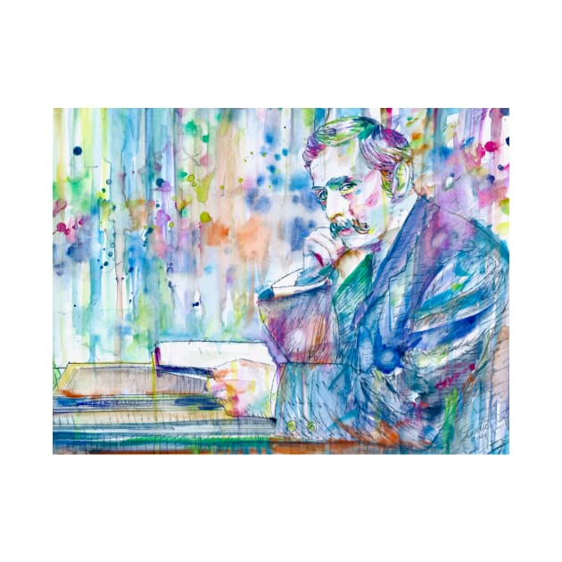 H. G. WELLS in his studio - watercolor portrait by lautir