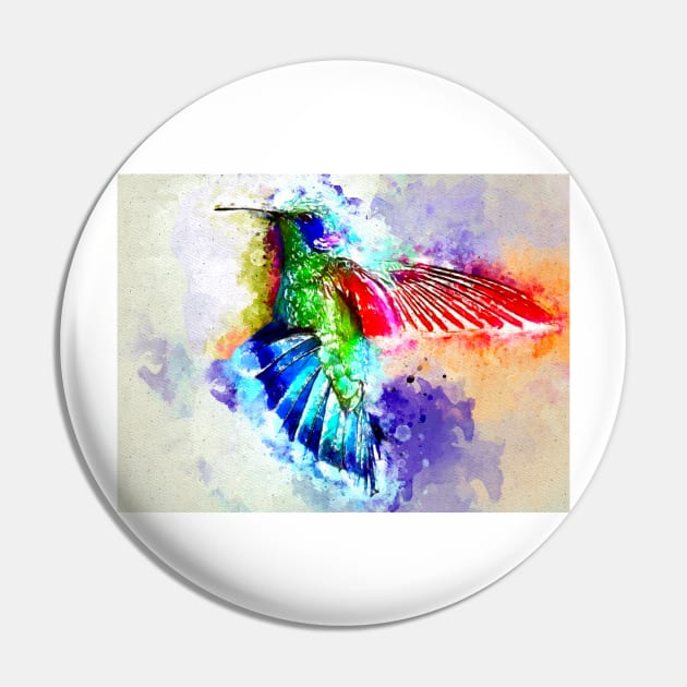 Watercolor Hummingbird Pin by danieljanda