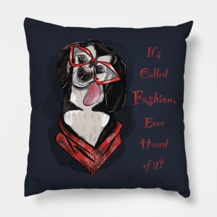 Fancy Black Dog In Red Glasses Pillow