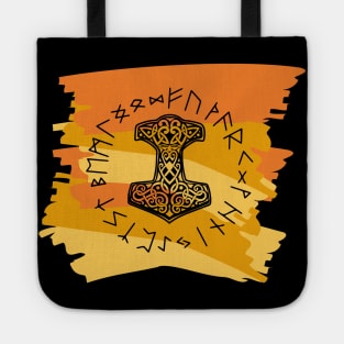 Vikings Norse Mythology Mjolnir and Runes Asatru Viking Gift Tote