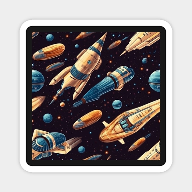 Spaceship Pattern Magnet by tommytyrer