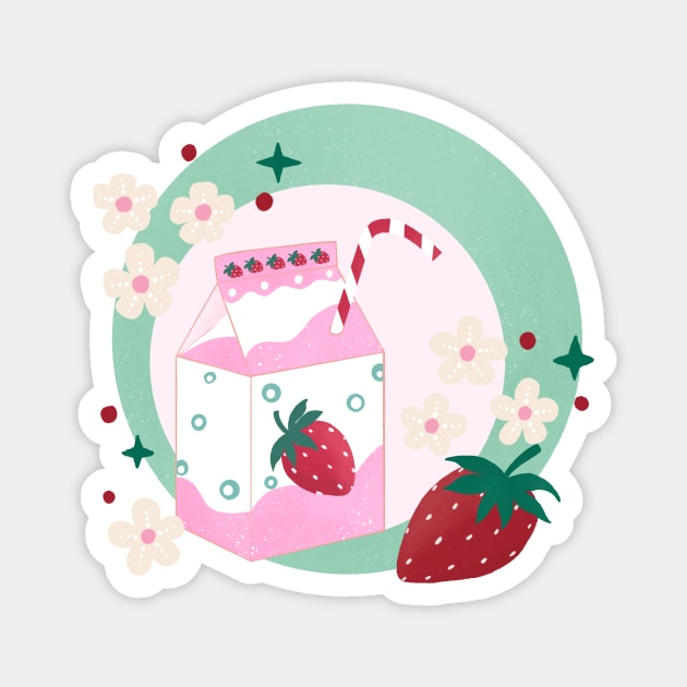 Strawberry milk badge Magnet by Home Cyn Home 