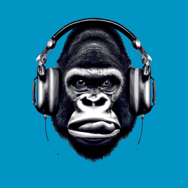 Headphone Gorilla by poppijanne