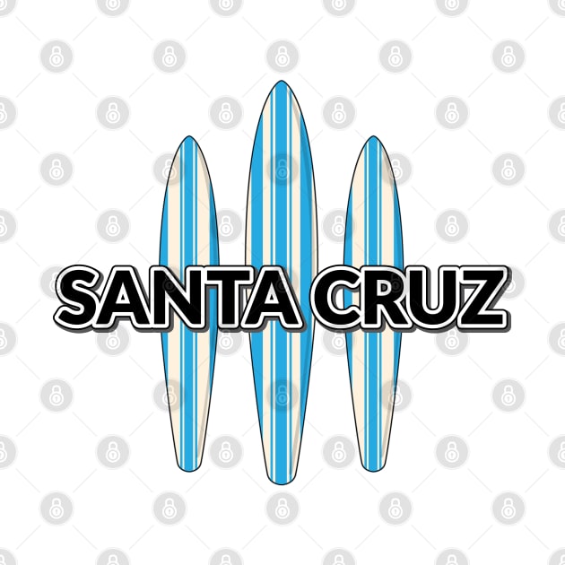 Santa Cruz Logo Pack Sticker California with Three Surf Boards Blue Lite by PauHanaDesign