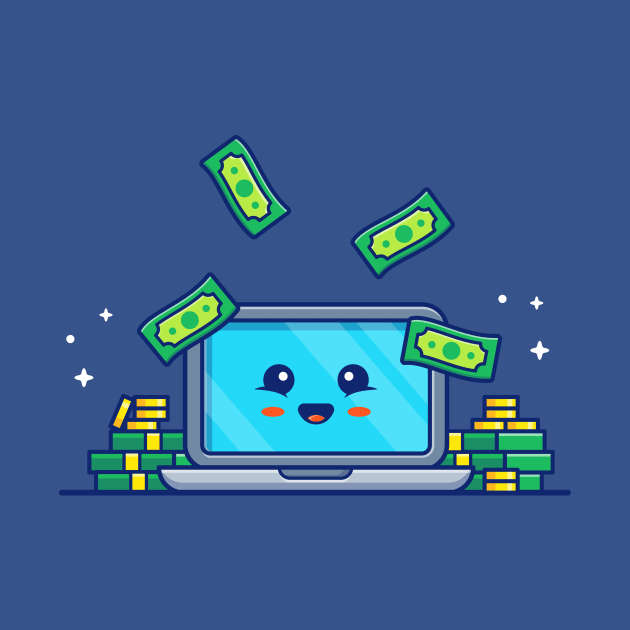 Cute Laptop With Money Cartoon by Catalyst Labs