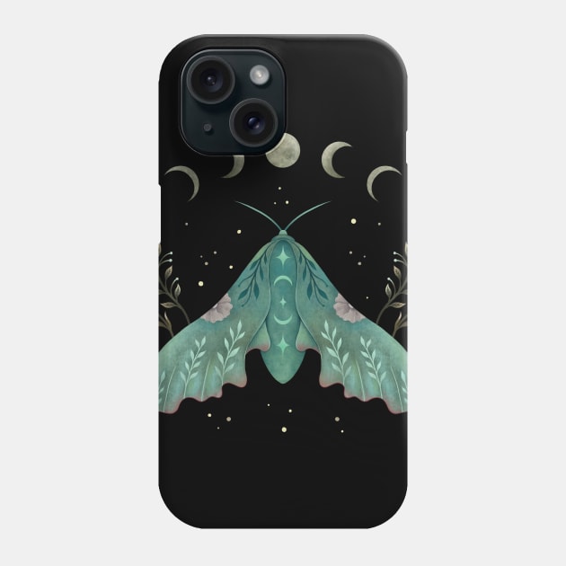 Luna and Moth Phone Case by Episodic Drawing