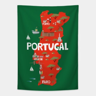 Portugal Illustrated Map Tapestry