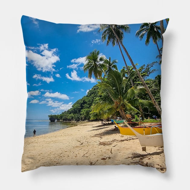 Panaraga Beach, Barobo, Surigao del Sur, Mindanao, Philippines Pillow by Upbeat Traveler