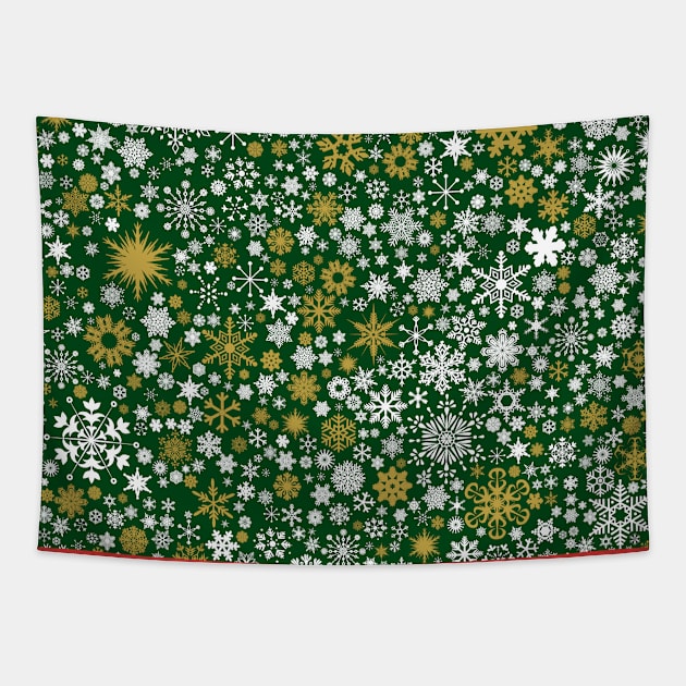 A Thousand Snowflakes in Candy Cane Green Tapestry by KolJoseph