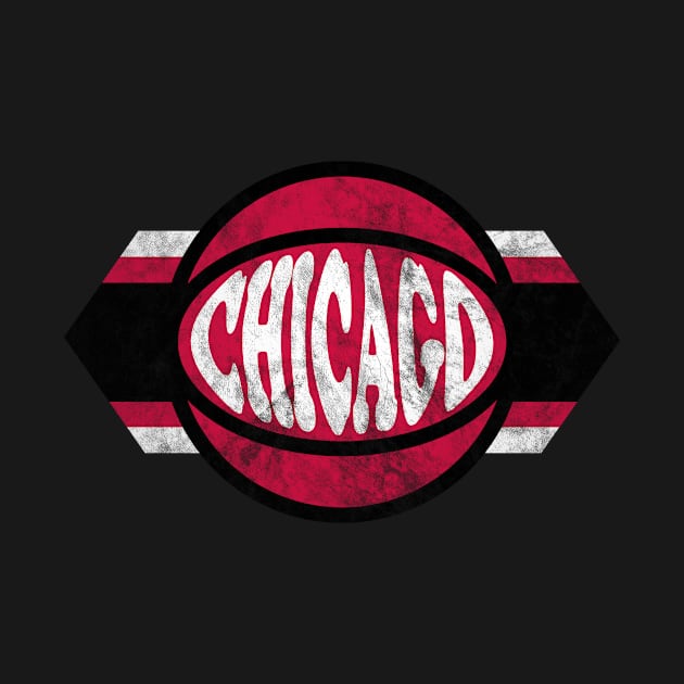 Chicago Basketball retro and distressed ball and stripe by MulletHappens