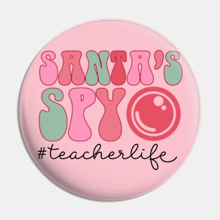 Santa Spy #teacherlife Teaching Funny Christmas Pin