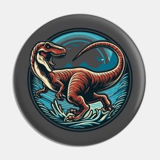 Retro Velociraptor Vintage Design Pin