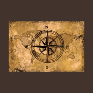 Destinations - Compass Rose and World Map T-Shirt