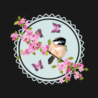 Spring Flowers And Bird Art T-Shirt