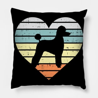 Poodle Silhouette Heart Sunset Retro Pillow