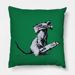 Banksy Rat with a knife Pillow