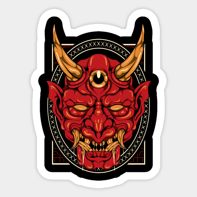 Japanese Demon Art Mask Devil Oni Harajuku T Shirt Japanese Sticker Teepublic