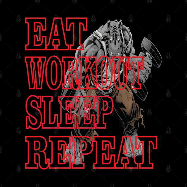 Fitness Shirts Gym Eat Sleep Workout Repeat T-Shirt Shirts and Gift Items by Envision Styles