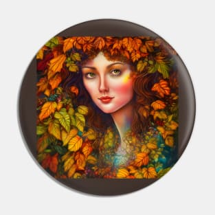 Autumnal Equinox Beautiful Woman Surrounded By Autumn Leaves Pin