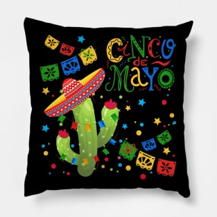 Cinco De Mayo Fun colorful celebration fifth may Mexican style cactus in Sombrero Pillow