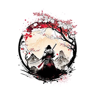 Samurai warror in Japan mountains T-Shirt