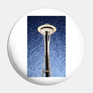 Seattle Space Needle rainy Night Pin