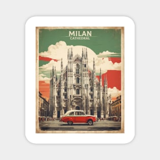 Duomo di Milano Italy Vintage Tourism Travel Poster Magnet