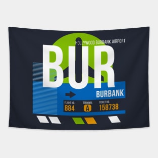 Burbank (BUR) Airport // Retro Sunset Baggage Tag Tapestry