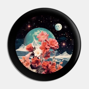 Romantic Floral Space Collage Pin