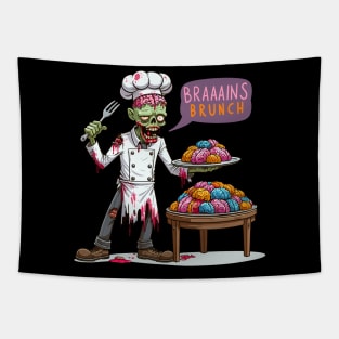 Chef zombie - Braaains Brunch Tapestry