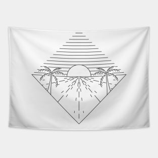 Sunset Palms Retro Lines Tapestry