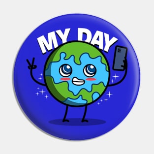 Cute Kawaii Planet Earth Meme For Earth Day Pin