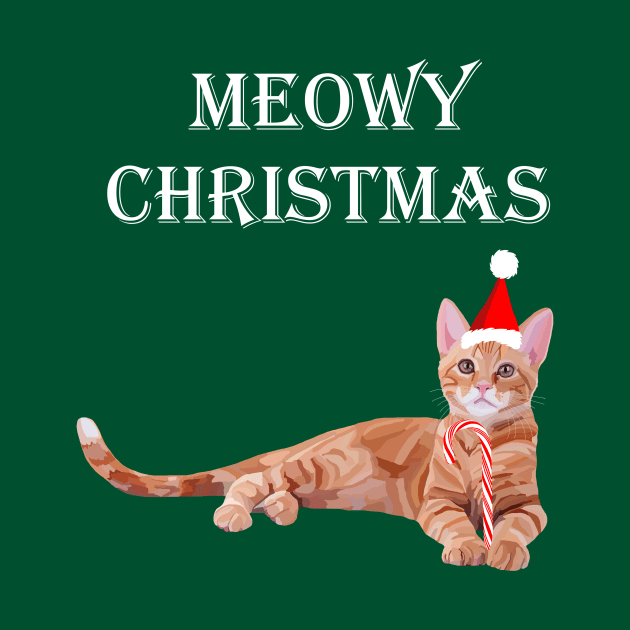 Meowy Christmas Ginger Kitten by Art by Deborah Camp