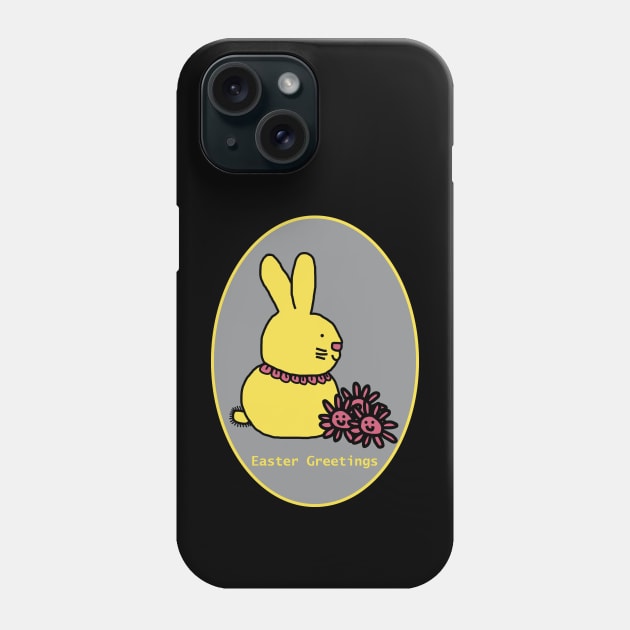 Happy Easter Greetings from the Easter Bunny with Flowers Phone Case by ellenhenryart