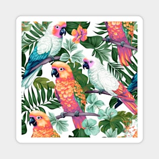 Flowers and Tropical Parrots of the Caribbean Magnet