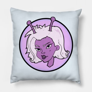 Pink Alien Babe | UFO Retro Pinup Design Pillow