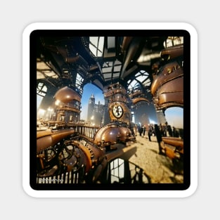 STEAMPUNK STATION ORIGINAL AI DIGITALLY GENERATED ARTWORK Magnet