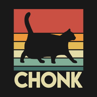 Funny Fat Cats Chonk Cat Vintage Retro Sunset T-Shirt