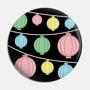 Lanterns | Green Pink Yellow Blue | Pastel Pin