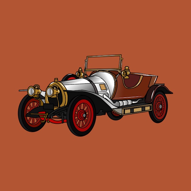 Classic car 1920 cartoon illustration by Miss Cartoon