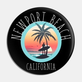 Newport Beach - California (with White Lettering) Pin