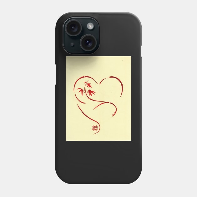 FOREVER YOURS,  Sumi-e Enso Ink Brush Pen Heart Painting Phone Case by tranquilwaters