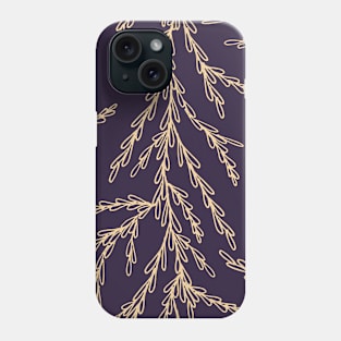 Delicate hand drawn foliage leaves in navy blue pattern Phone Case