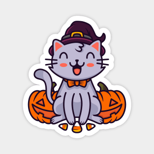 Happy Hallowen Cat Magnet