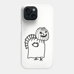 Thanksgiving Turkey Wearing Halloween Costume Line Drawing Phone Case