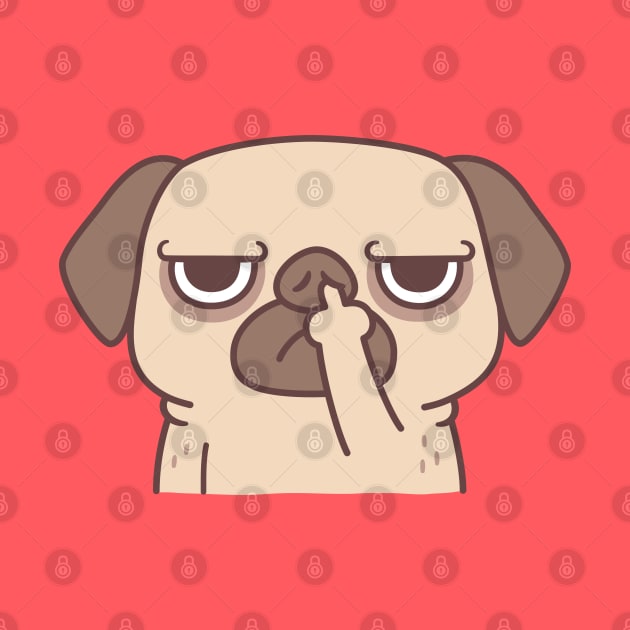 Rude Pug Picking Nose Using Middle Finger by rustydoodle