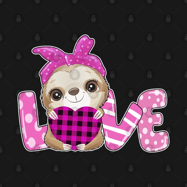 sloth love holding heart Valentines Day Cute Animal Lover by Marcekdesign